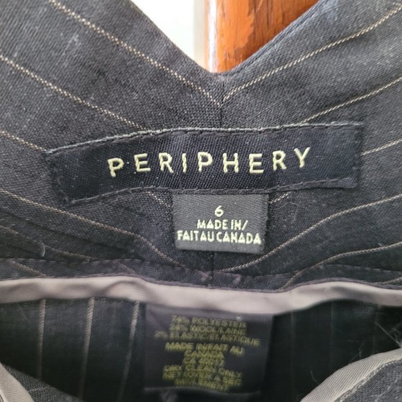 Periphery Grey and Camel Pinstriped Wool Blend Pants US 6 - Picture 3 of 12